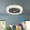 72W Crystal Ceiling Fan Lights Kitchen Bedroom Dimmable LED Chandeliers Fan Lamp