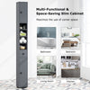Bathroom Tall Cabinet Slim Freestanding Storage Organizer Cupboard With 2 Doors