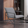 Upholstered Home Leisure Chair Metal Frame Linen Grey Armchair Makeup Side Chair