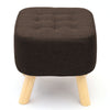 Small Linen Fabric Padded Footstool Footrest Pouffe Wooden Leg StoolHall Chair