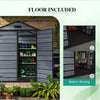 8X6FT Plastic Garden Shed Apex with Floor Window Lockable Door Wood Grain Grey