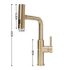 Golden Modern Kitchen Sink Mixer Tap with Pull Out Hose Spray Single Lever 360°