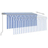 Manual Retractable Awning with Blind& 3.5x2.5m Blue&White L9E3