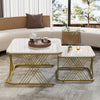 Nesting Coffee Table Set of 2 Square Stacking Side End Table with Metal Frame