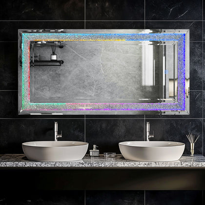 120cm Full Length Mirror with RGB Mode Light Crushed Crystal Diamond Wall Mirror