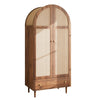 Modern Walnut Wardrobe 79x50x175cm: Fabric Doors, Storage Drawer, Wooden Legs