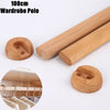 Wooden Wardrobe Pole Rod Oval Hanging Rail Tube Clothes Storage w Fittings 100cm