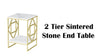 FATIVO 2 Tier White Marble Side End Table Golden Frame Lounge Sofa Beside Table