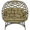2 Seater Egg Chair Outdoor with Cushion, Cup Pockets - Khaki