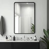 Black Metal Rectangle Wall Mirror Hanging Vanity Makeup Bathroom Glass Decor