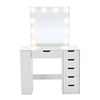 Modern White Dressing Table 6 Drawers with LED Lights Mirror Bedroom Makeup Desk