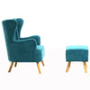 Modern Linen Fabric Armchair with Footstool Stool Single Sofa Oyster Back Chair