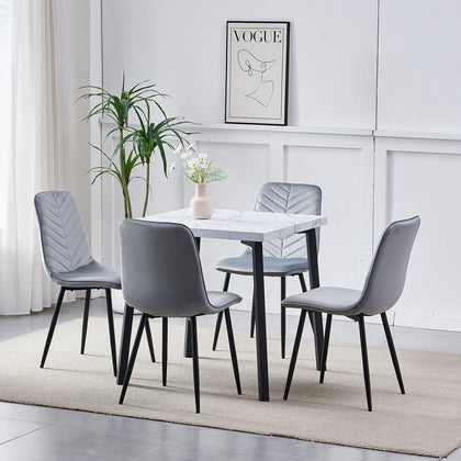 75x75cm Wooden Dining Table with Metal Legs Dining Room Kitchen Tables White