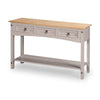 Corona Console Table 3 Drawer Hall Grey Solid Mexican Pine Wood Wax