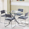Modern Kitchen Dining Table Round Clear Glass Tabletop Chrome Cross Tube Legs