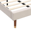 Upholstered Platform Bed 3ft Single Bed Frame with Headboard and wing Side Beige