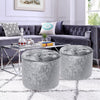 Round Cylinder Stool Sofa Side Footstool Chair Soft Seat with Crystal Button New