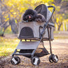 Luxury Folding 4 Wheel Pet Stroller Removable Carrier w/ Brake Adjustable Canopy