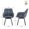 2x Blue Swivel Dining Chairs Faux Leather Padded Seat Dining Room Chair Modern