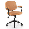 Height-Adjustable PU Leather Desk Chair Upholstered Swivel Task Chair W/Armrest