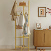 Freestanding Coat Rack Heavy Duty Corner Clothes Hat Clothes Gold Metal w/Shelve
