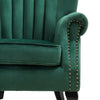 Retro Green Velvet Armchair Wing Back Scallop Shell Accent Tub Chair Upholstered