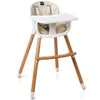 2 in 1 Toddler Convertible High Chair Baby Wooden Dining Highchair with tray