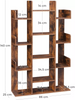 Tall Rustic Bookcase 13 Compartment Storage Shelf Unit Modern Display Cabinet