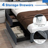 Modern Upholstered Bed King Size w/ Adjustable Storage Headboard & 4 Drawers