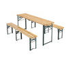 3pcs Garden Folding Table Chair Set Beer Table Wooden Bench Trestle Dining Seat