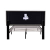 Double Bed Frame, Upholstered Platform Bed with Channel Tufted Headboard, Grey