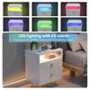 High Gloss Bedside Table RGB LED Bedside Cabinet 2 Drawers Nightstand USB Ports