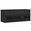 TV Cabinet with Glass Doors Stand Entertainment Centre Unit Black