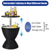 2-in-1 Cool Bar Table 30L Outdoor Beer Wine Ice Bucket Patio Ice Cooler Black