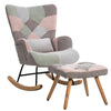 Rocking Chair with Footstool Fabric Velvet Relax Chair Lounge Recliner Armchair