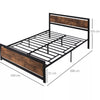 King Size Metal Bed Frame Slat Support Bedstead Base w/ Headboard & Footboard