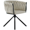Rotatable Velvet Dining Chair with Metal Legs Kitchen Chair Swivel Modern Beige