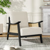Japanese Style Rattan Arm Accent Chair White Teddy Fleece Armchair Cushion Seat
