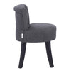 Grey Linen Makeup Chair for Vanity Button-Tufted Dressing Table Stool Wooden Leg