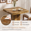 31.5-Inch Square Dining Table for 4, Farmhouse Kitchen Table with Pedestal Base