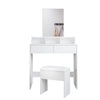 Bedroom White Dressing Table Makeup Desk Vanity Unit with Mirror 2 Drawers Stool