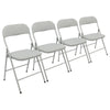 4x Grey Fabric Padded Metal Folding Chairs Foldable Office Dining Chair