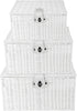 LYNEN Set of 3 Resin Wicker Woven Storage Baskets Hamper Box With Lid & Lock