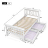 Single Bed 3ft White Solid Pine Wooden Bed Frame w/ 2 Storage Drawers 90x190 cm