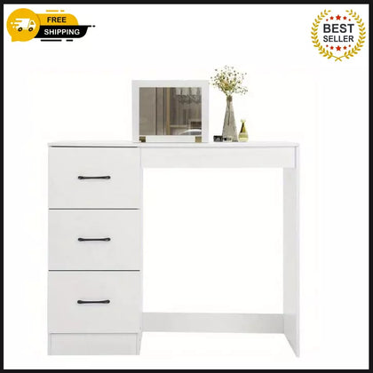 3 Drawer Dressing Table Largre White Makeup Desk Wooden Bedroom Furniture New