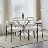 5Pcs Modern Dining Table Set 4 Chairs Glass Table with 4 Boucle Kitchen Chairs