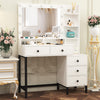 Dressing Table with LED Mirror Modern Makeup Desk Vanity Table+5 Drawers White