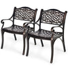 2X Patio Cast Aluminum Chairs All-Weather Bistro Dining Chairs w/ Curved Seats