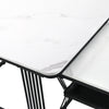Square Nesting Coffee Table Metal Stacking Side Tables Set Marble-Look White