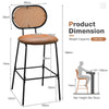 2Pcs Bar Stools Bistro Counter Height Stool Faux Leather Modern Dining Chair